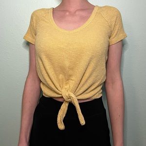 Abercrombie Yellow Tie Knot Top